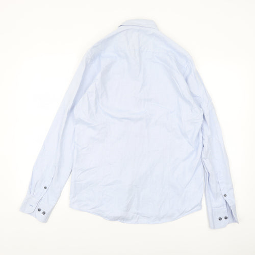 Bugatti Men’s Blue Long Sleeve Regular Fit Button-Down Shirt S