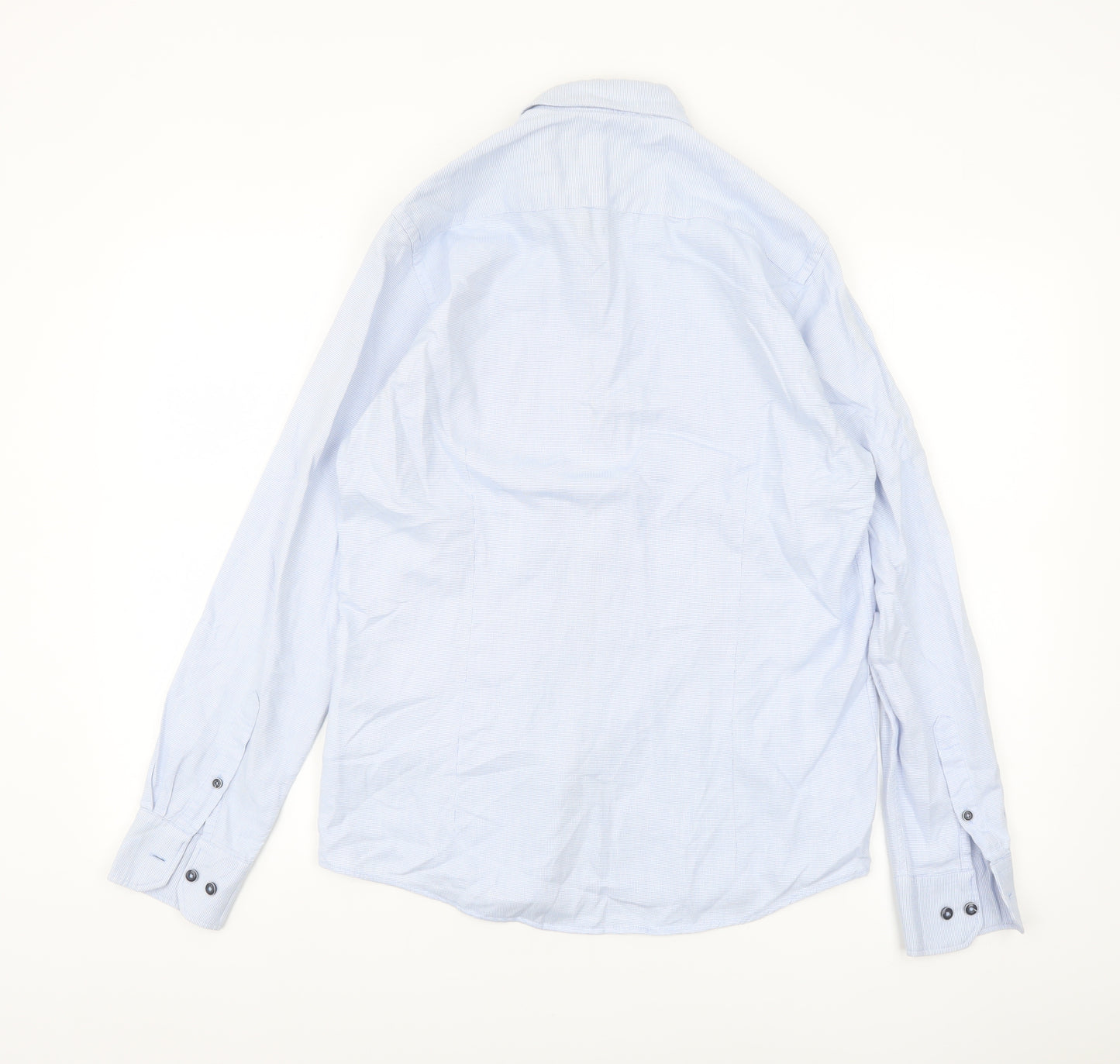 Bugatti Men’s Blue Long Sleeve Regular Fit Button-Down Shirt S