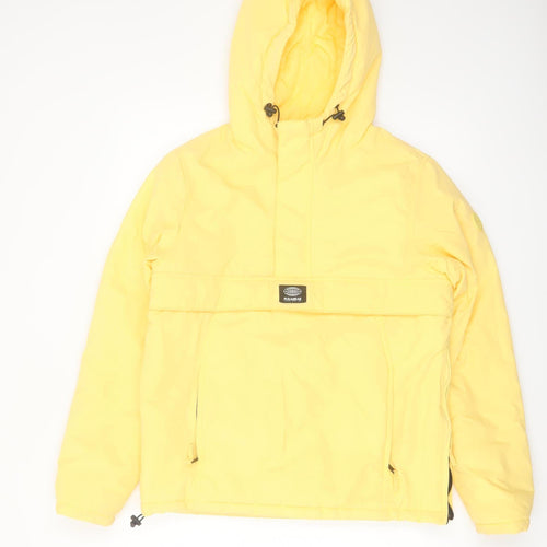 Pull & Bear Women Yellow Hooded Anorak Jacket Size 10 Polyester Mid-Length