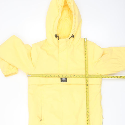 Pull & Bear Women Yellow Hooded Anorak Jacket Size 10 Polyester Mid-Length