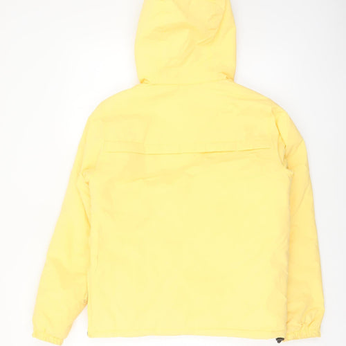 Pull & Bear Women Yellow Hooded Anorak Jacket Size 10 Polyester Mid-Length