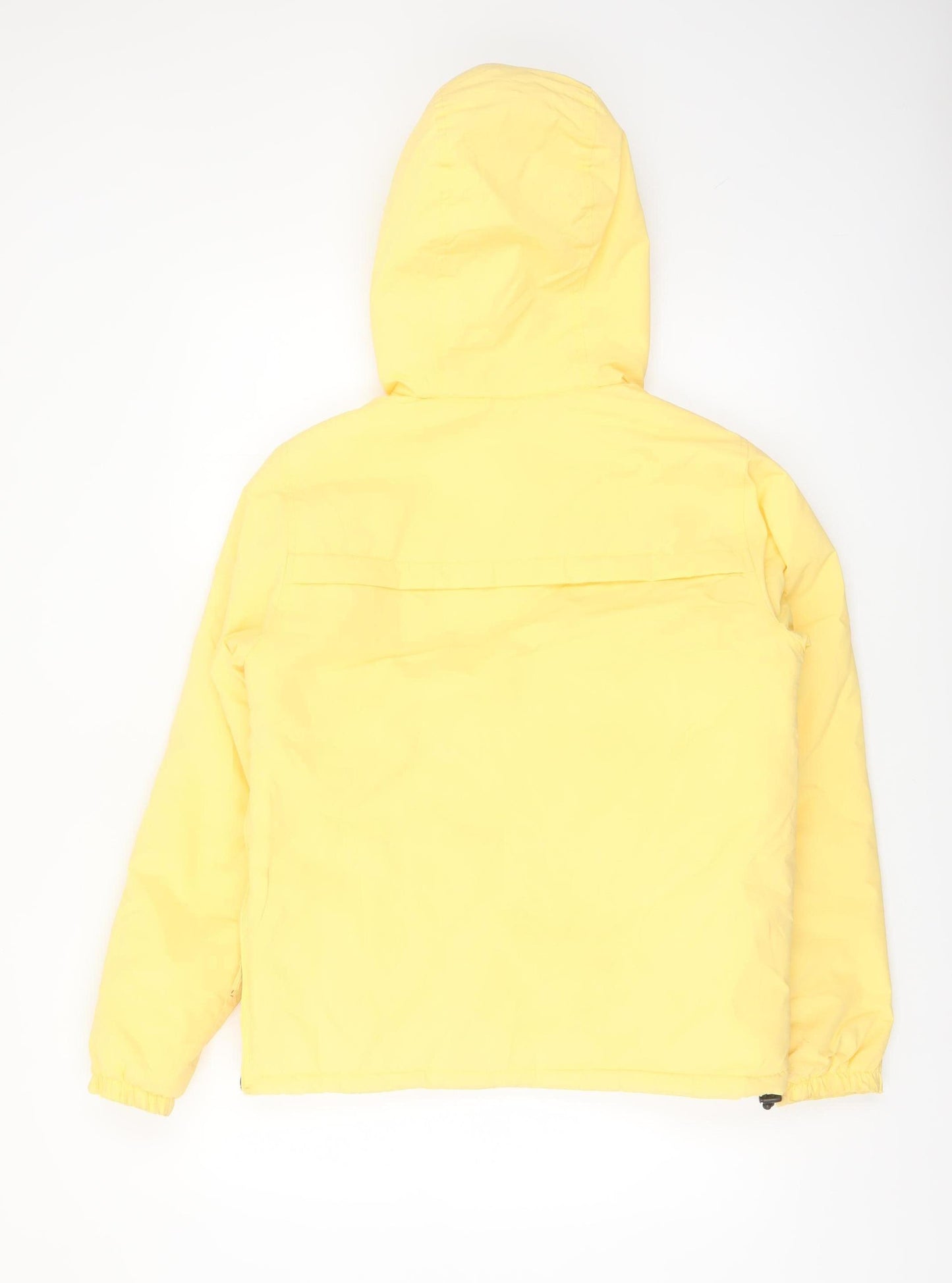 Pull & Bear Women Yellow Hooded Anorak Jacket Size 10 Polyester Mid-Length
