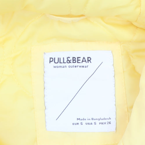 Pull & Bear Women Yellow Hooded Anorak Jacket Size 10 Polyester Mid-Length