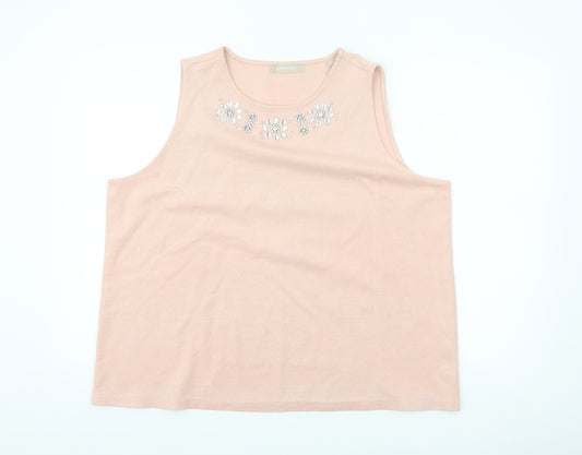 Anthology Women's Pink Beaded Sleeveless Tank Top Size 22