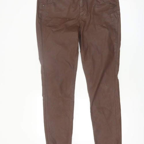 Atelier Gardeur Women's Brown Cotton Slim Trousers Size 12