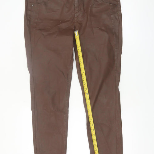 Atelier Gardeur Women's Brown Cotton Slim Trousers Size 12