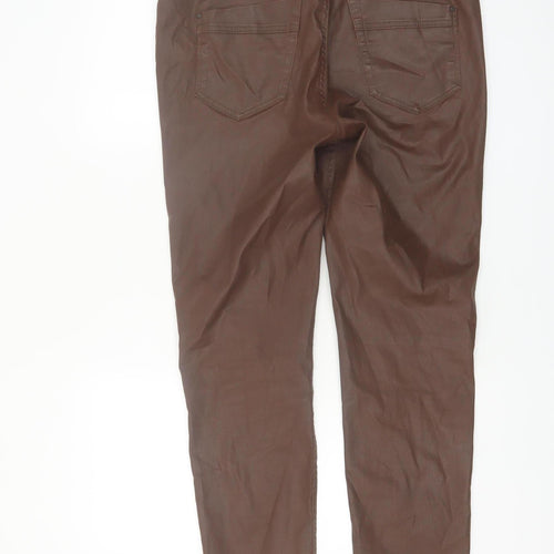 Atelier Gardeur Women's Brown Cotton Slim Trousers Size 12