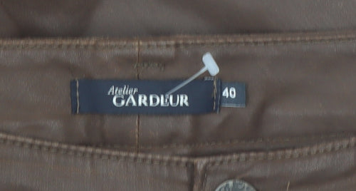 Atelier Gardeur Women's Brown Cotton Slim Trousers Size 12