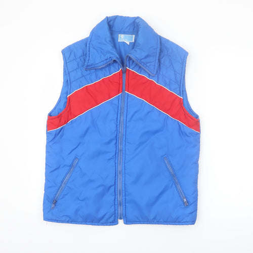 JCPenney Men's Blue Red Retro Ski Puffer Waistcoat M