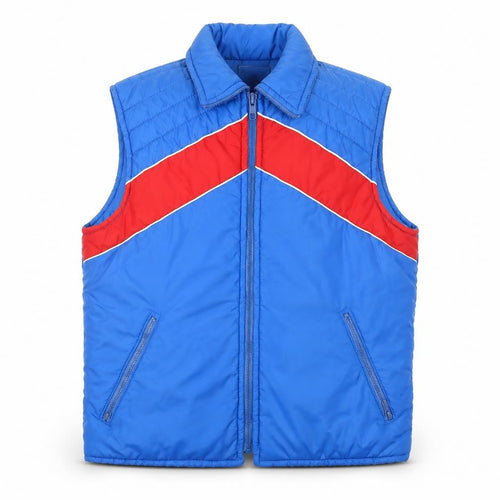 JCPenney Men's Blue Red Retro Ski Puffer Waistcoat M