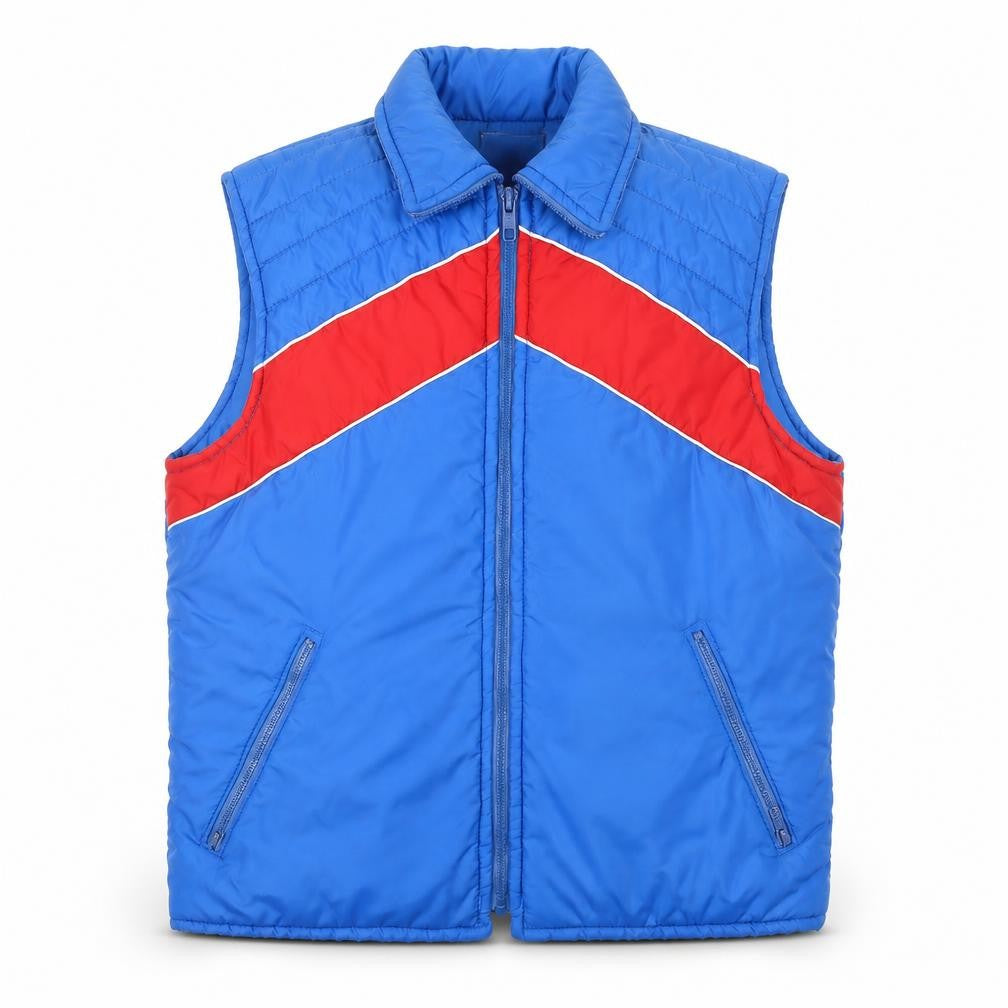 JCPenney Men's Blue Red Retro Ski Puffer Waistcoat M