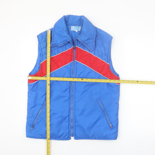 JCPenney Men's Blue Red Retro Ski Puffer Waistcoat M