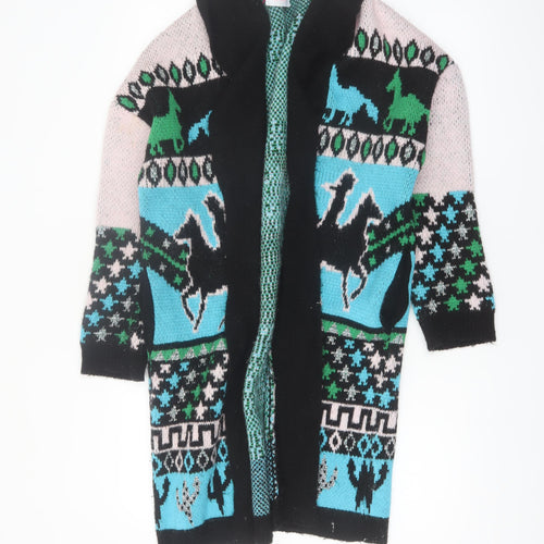 Savida Womens Black Multicoloured Horse Knit Cardigan XS