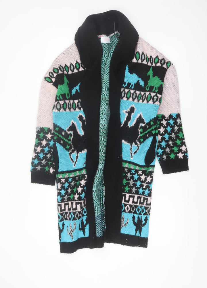 Savida Womens Black Multicoloured Horse Knit Cardigan XS
