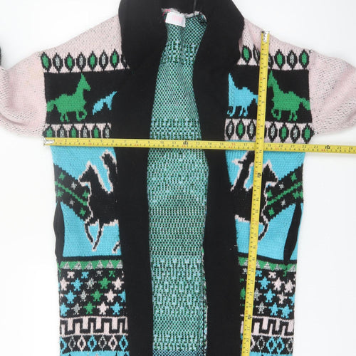 Savida Womens Black Multicoloured Horse Knit Cardigan XS