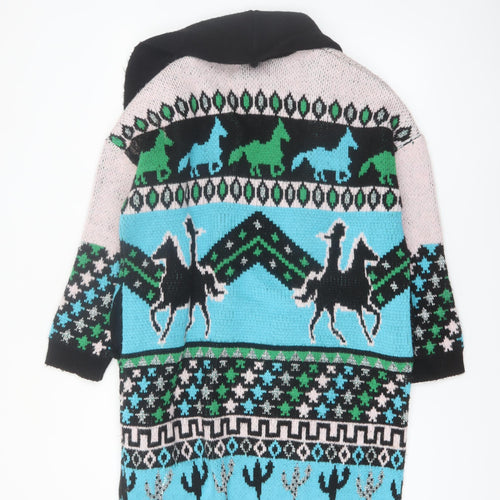 Savida Womens Black Multicoloured Horse Knit Cardigan XS