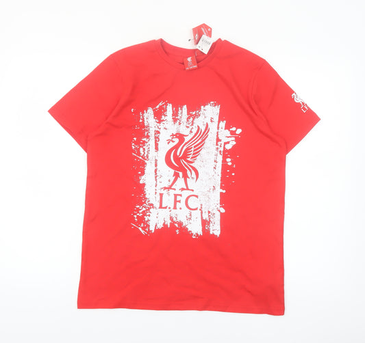 Liverpool FC Boys Red 13-14 Years Cotton Short Sleeve Graphic T-Shirt