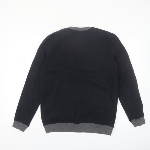 Zara Man Black & Grey Knit Pullover Sweatshirt Men's L