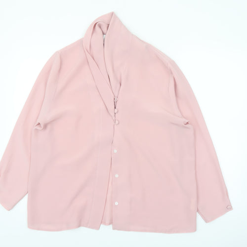 Sasha Women Pink Chiffon Long Sleeve Blouse Size 10