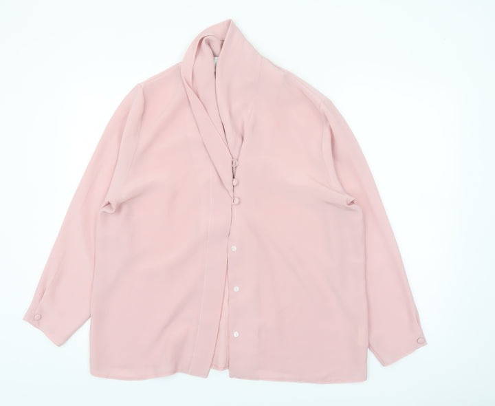 Sasha Women Pink Chiffon Long Sleeve Blouse Size 10