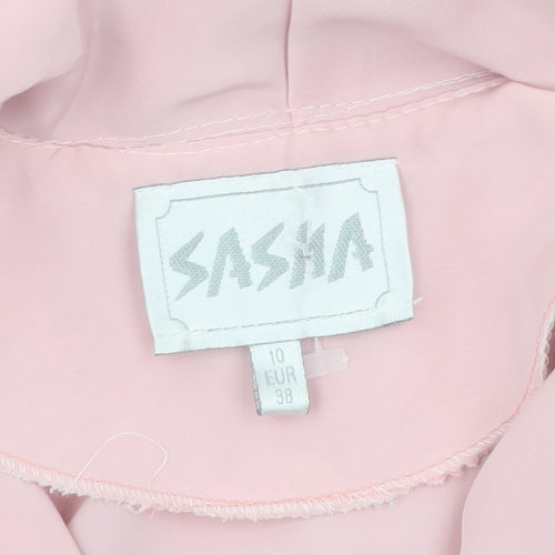 Sasha Women Pink Chiffon Long Sleeve Blouse Size 10