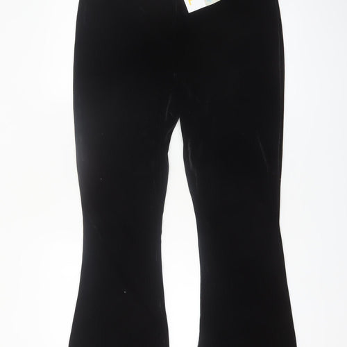 Primark Womens Black Velvet Flared Stretch Trousers Size L