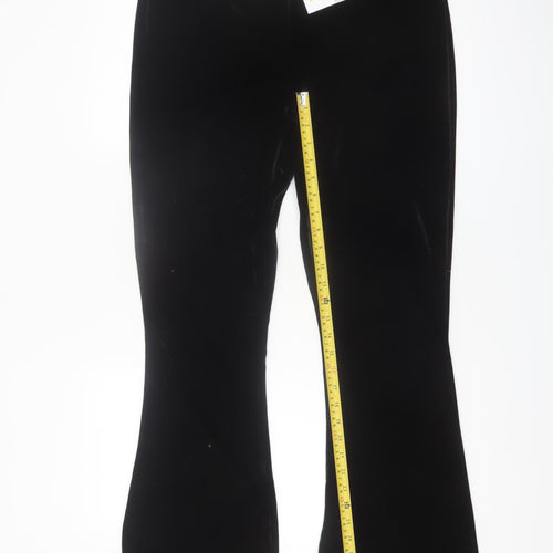 Primark Womens Black Velvet Flared Stretch Trousers Size L