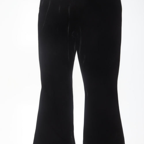 Primark Womens Black Velvet Flared Stretch Trousers Size L