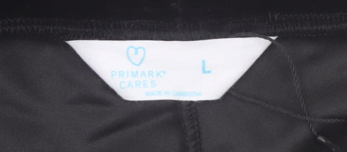 Primark Womens Black Velvet Flared Stretch Trousers Size L