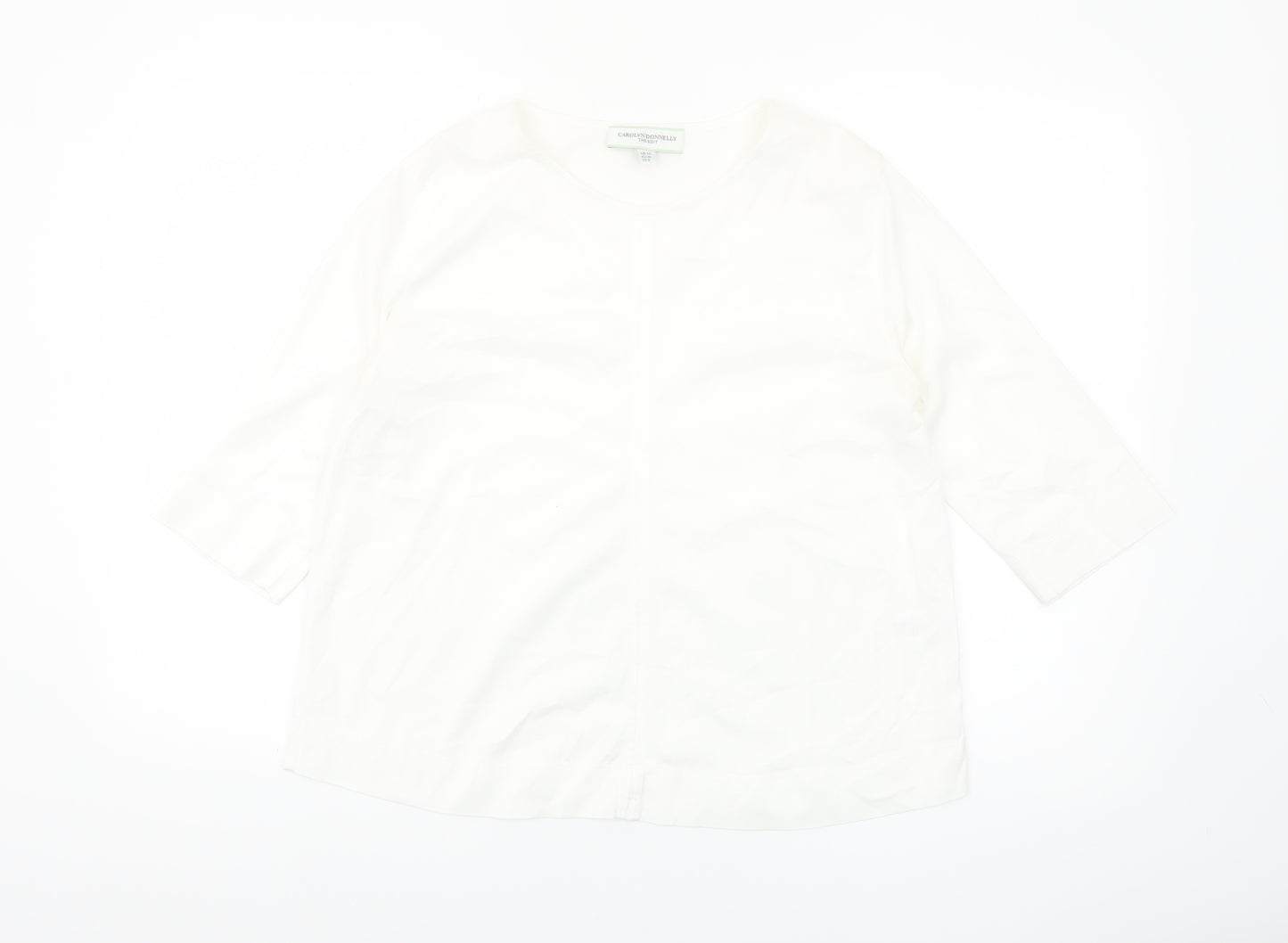 Carolyn Donnelly Women’s White 3/4 Sleeve Cotton T-Shirt UK 10