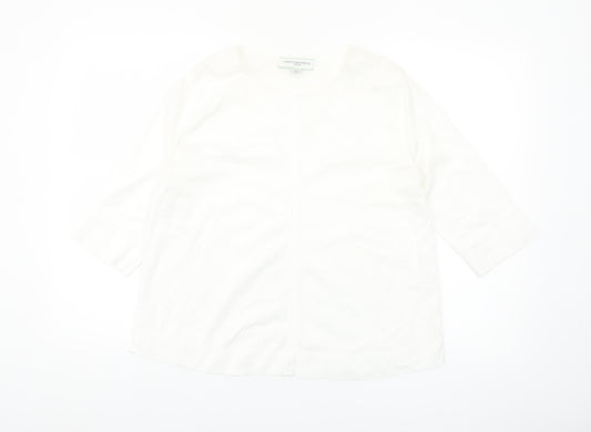 Carolyn Donnelly Women’s White 3/4 Sleeve Cotton T-Shirt UK 10