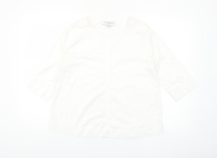 Carolyn Donnelly Women’s White 3/4 Sleeve Cotton T-Shirt UK 10