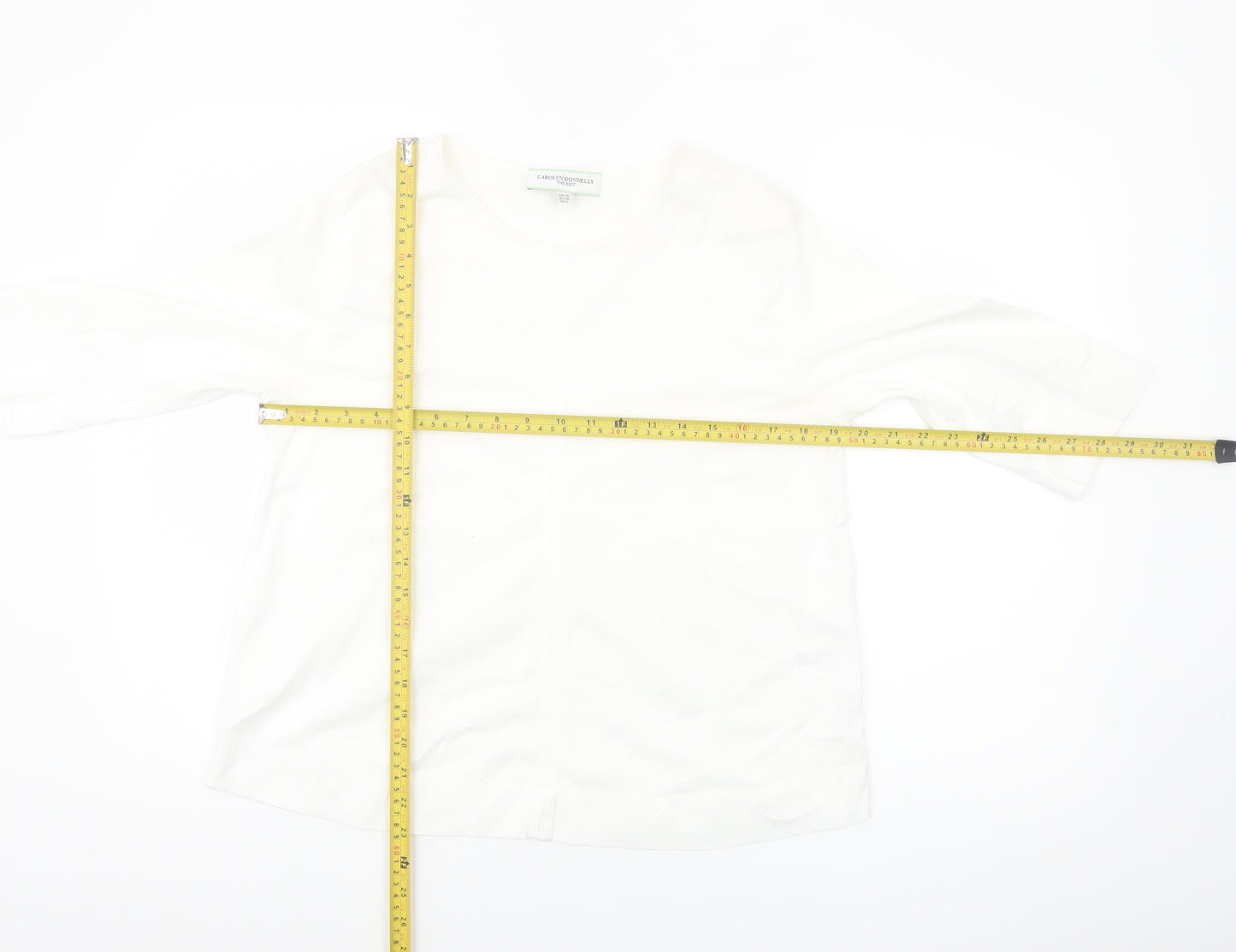 Carolyn Donnelly Women’s White 3/4 Sleeve Cotton T-Shirt UK 10