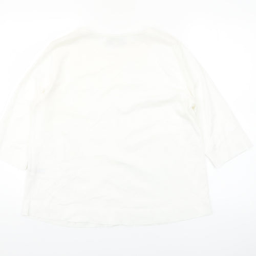 Carolyn Donnelly Women’s White 3/4 Sleeve Cotton T-Shirt UK 10