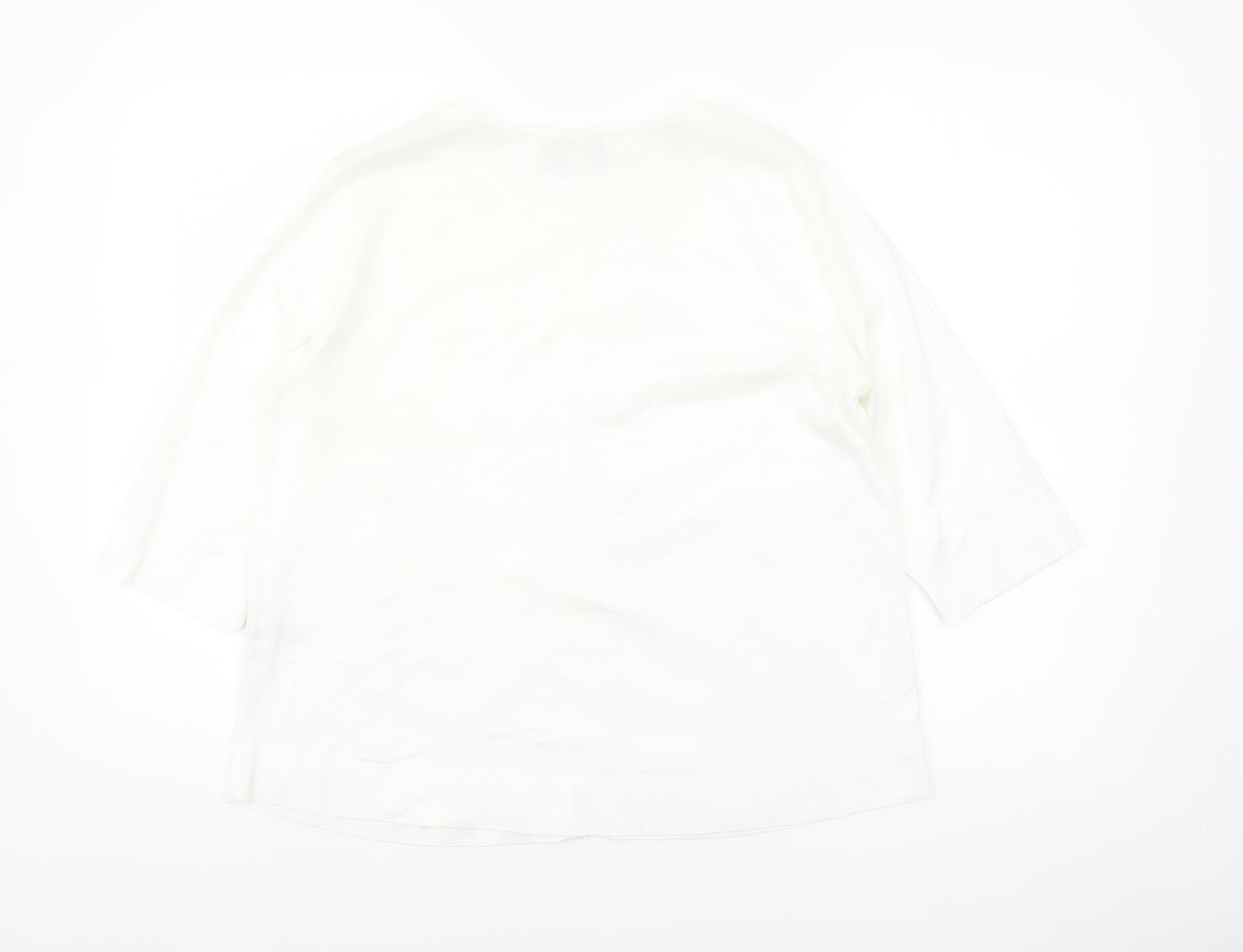 Carolyn Donnelly Women’s White 3/4 Sleeve Cotton T-Shirt UK 10