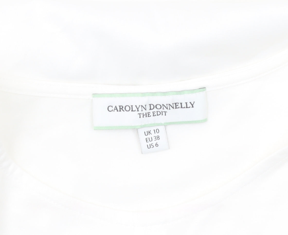 Carolyn Donnelly Women’s White 3/4 Sleeve Cotton T-Shirt UK 10