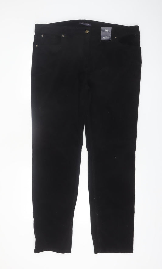 Marks and Spencer Women's Black Size 20 Long Straight Trousers
