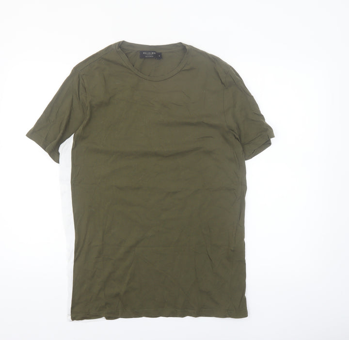 Religion London Men's Green Crew Neck Short Sleeve T-Shirt Size M