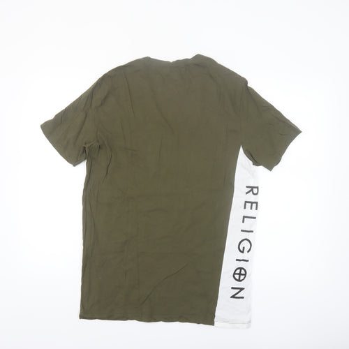 Religion London Men's Green Crew Neck Short Sleeve T-Shirt Size M