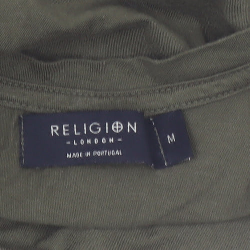Religion London Men's Green Crew Neck Short Sleeve T-Shirt Size M