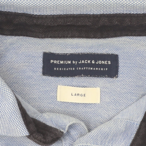Jack & Jones Premium Blue Cotton Men's Polo Shirt Size L