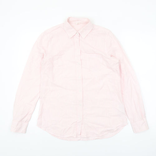 GAP Women's Pink Striped Button-Up Long Sleeve Cotton Shirt XS