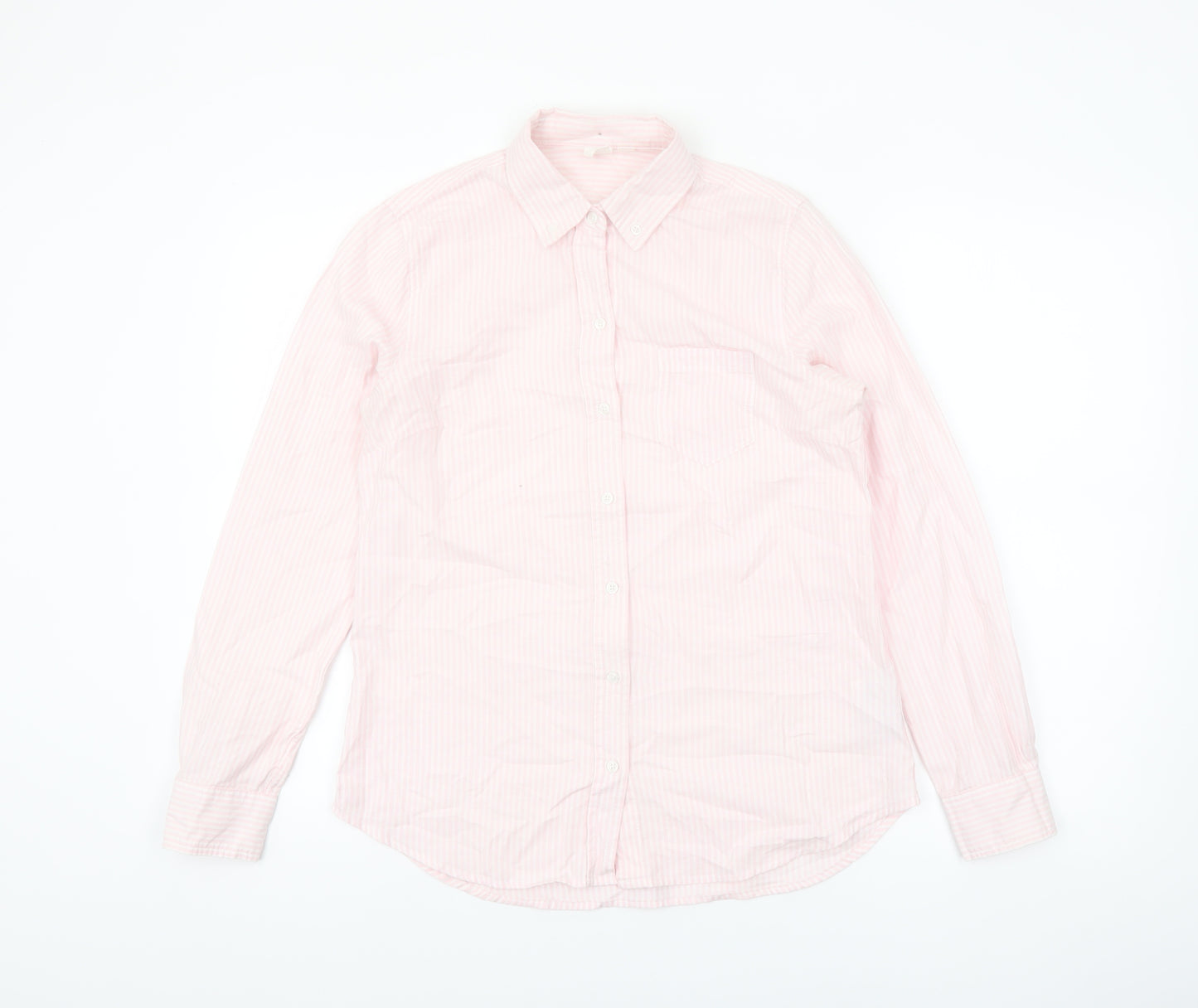GAP Women's Pink Striped Button-Up Long Sleeve Cotton Shirt XS
