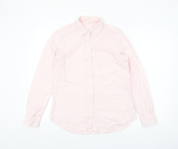 GAP Women's Pink Striped Button-Up Long Sleeve Cotton Shirt XS