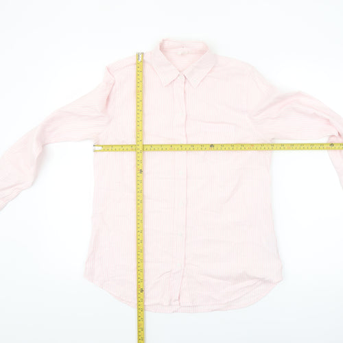 GAP Women's Pink Striped Button-Up Long Sleeve Cotton Shirt XS