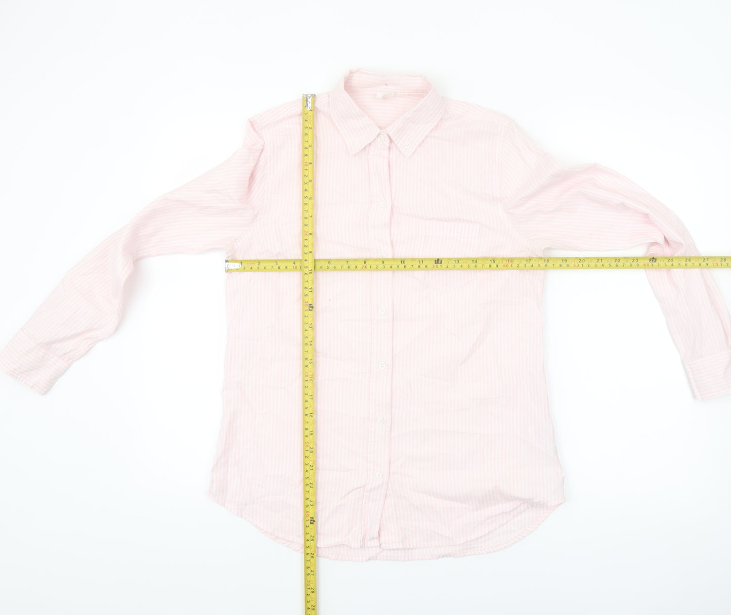 GAP Women's Pink Striped Button-Up Long Sleeve Cotton Shirt XS