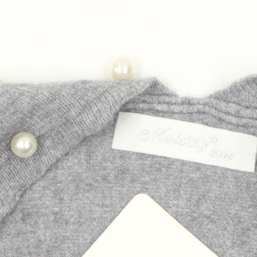 Holity Womens Grey Beaded Knit Cardigan Size S