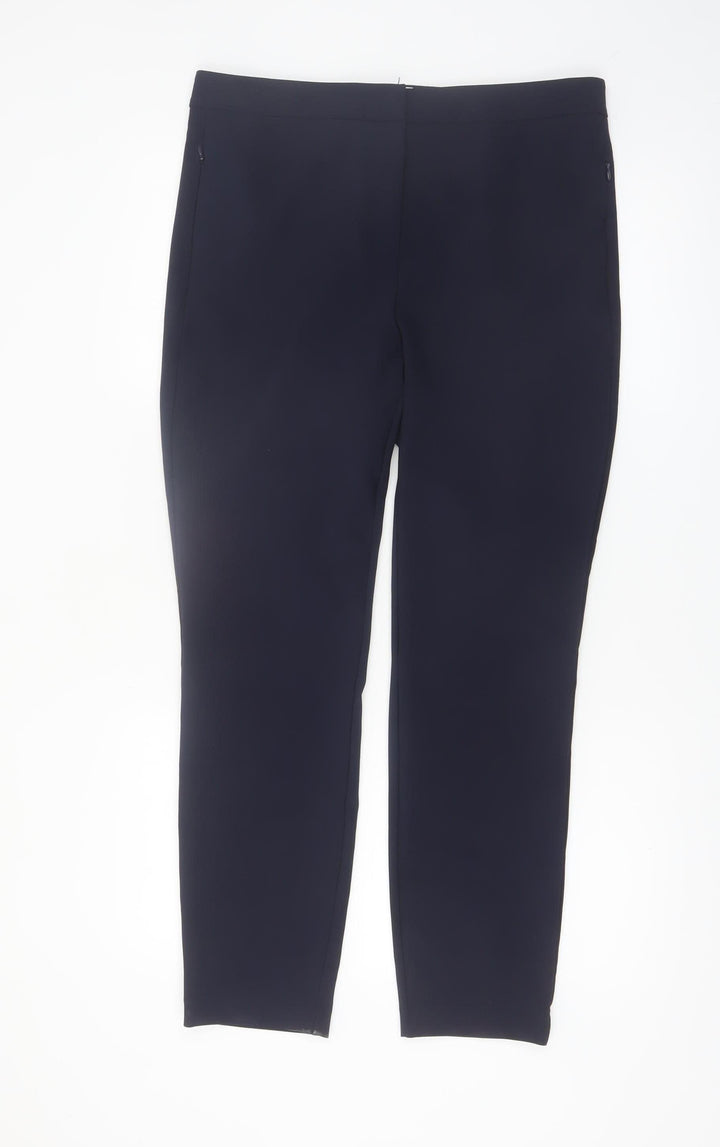 Savida Women’s Navy Slim Fit Cropped Trousers Size 14