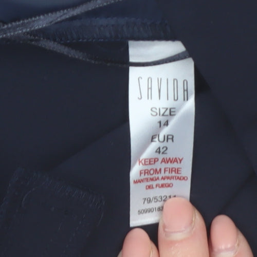 Savida Women’s Navy Slim Fit Cropped Trousers Size 14