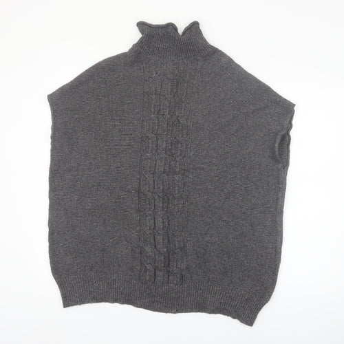 Rachel Roy Womens Grey Roll Neck Sleeveless Cable Pullover Jumper L